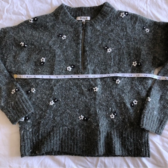 Madewell Embroidered Enfield Half Zip Wool Sweater - Picture 8 of 11